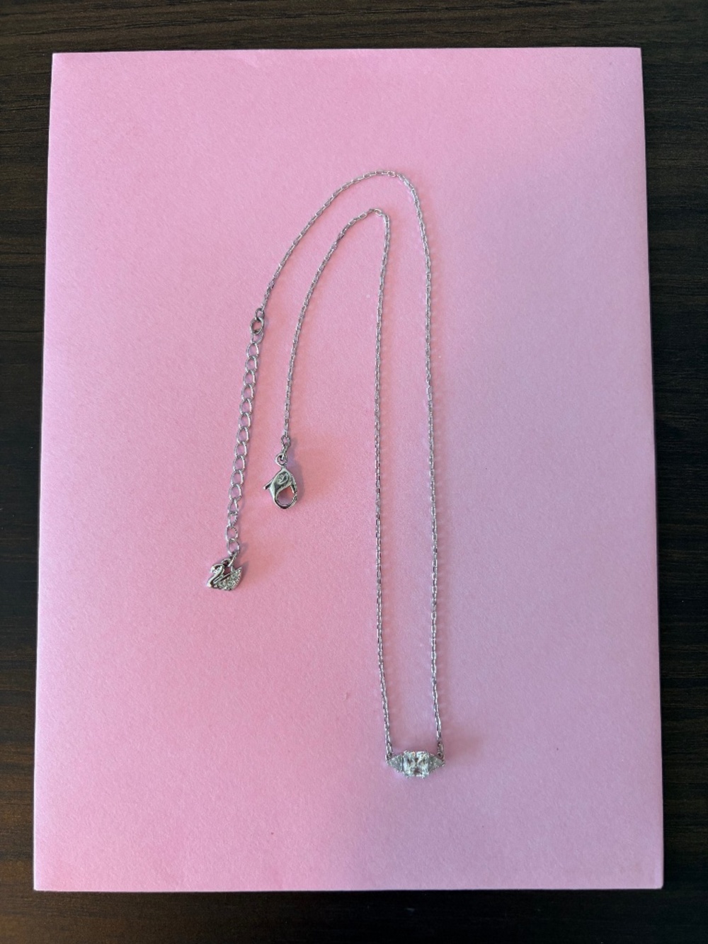 Swarovski Three Stone Crystal Pendant Necklace Adjustable